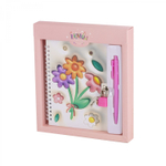 Блокнот в футляре, 17,5 см * 19,5 см, гребень, Alingar, мат.ламин, эффект 3D, ручка, замочек, клетка, 46 л., "Букет"