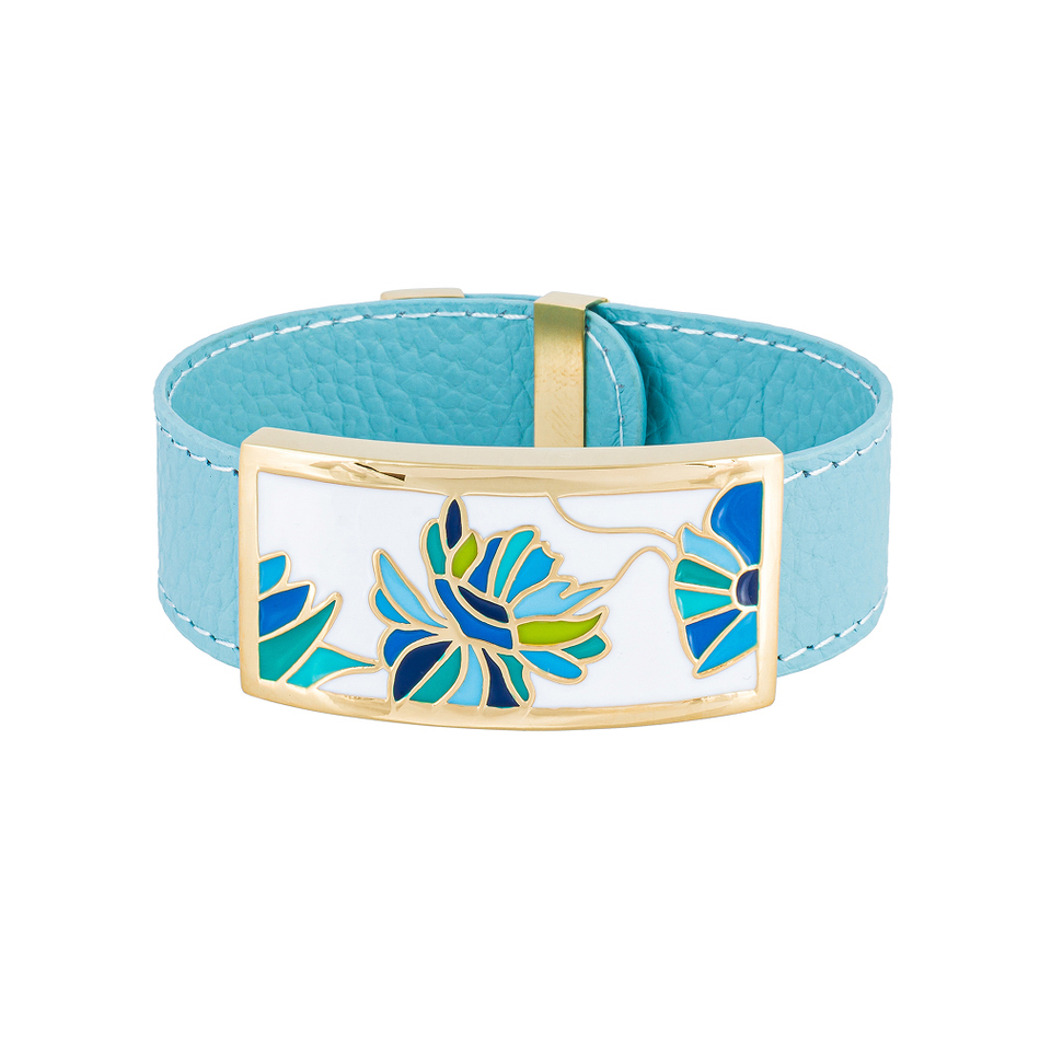 Браслет Fiore Luna на бирюзовом кожаном ремешке CB13599-4