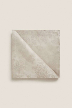 ZARA HOME ЖАККАРДОВЫЕ САЛФЕТКИ С ЦВЕТОЧНЫМ РИСУНКОМ (УПАКОВКА ИЗ 2 ШТУК), КОРИЧНЕВЫЙ
