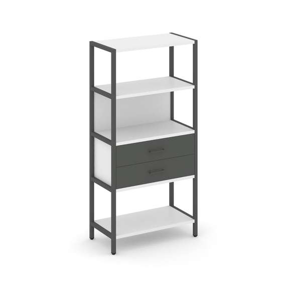 Shelf System Односекционный стеллаж четырехярусный с ящиками SN.STM-412 Белый/Антрацит/Металл Антрац