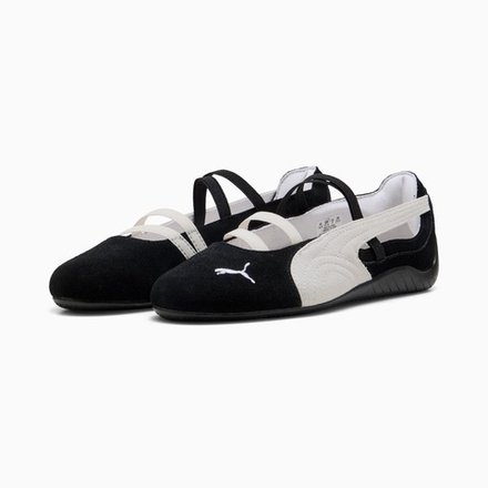 PUMA Женские кроссовки-балетки Speedcat Suede, черный/белый
