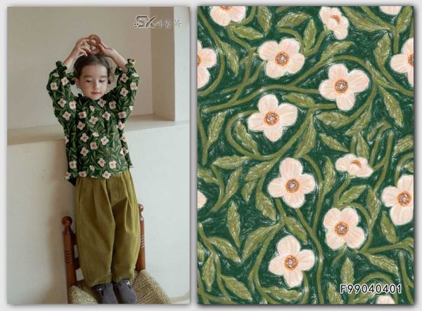 МАЛЬВА НА ЗЕЛЕНОМ, 100% хлопок, Handmade Fabrics 6