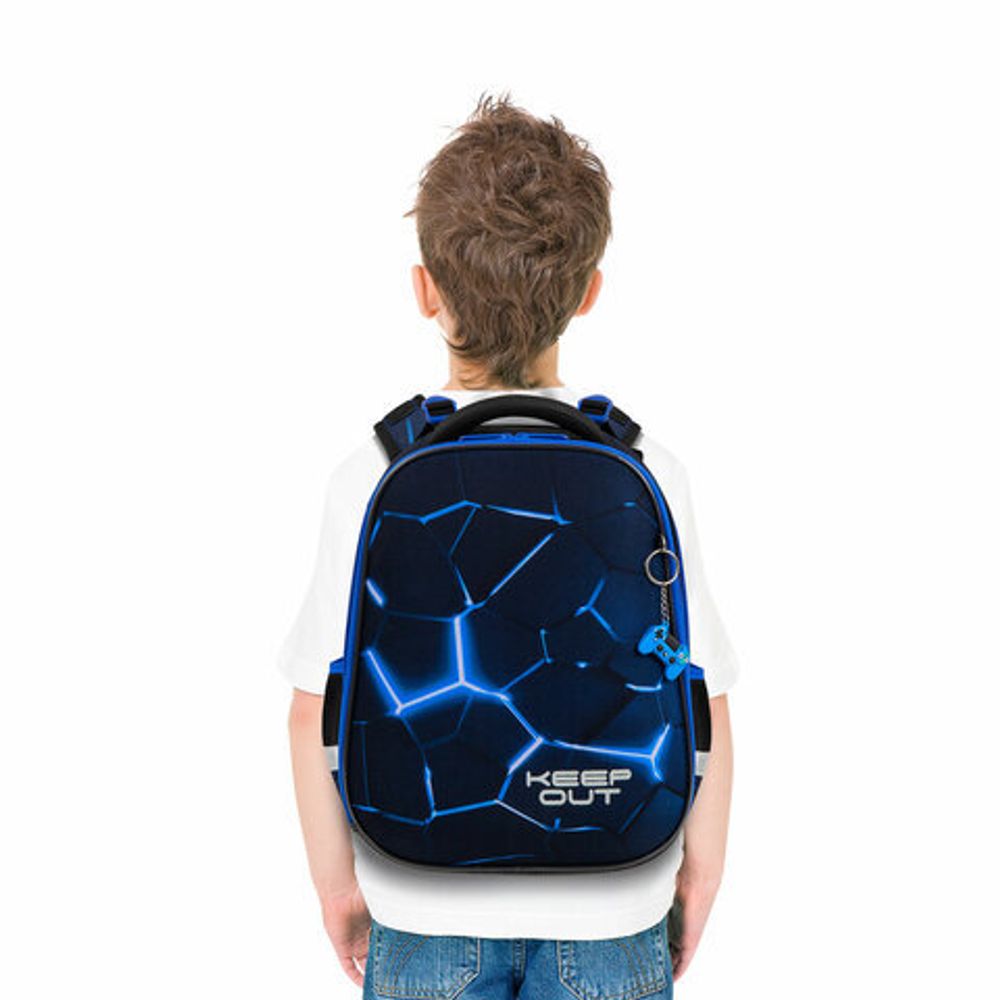 Ранец BRAUBERG PREMIUM, 2 отделения, с брелком, "Digital lava", СВЕТЯЩИЙСЯ, 38х29х16 см, 272015