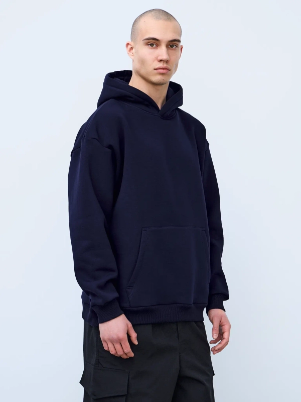 Худи оверсайз с начесом (темно - синий)