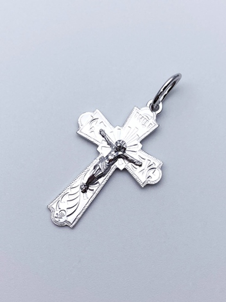 Крест из серебра/Родий/С подвижным ухом/С алмазной огранкой