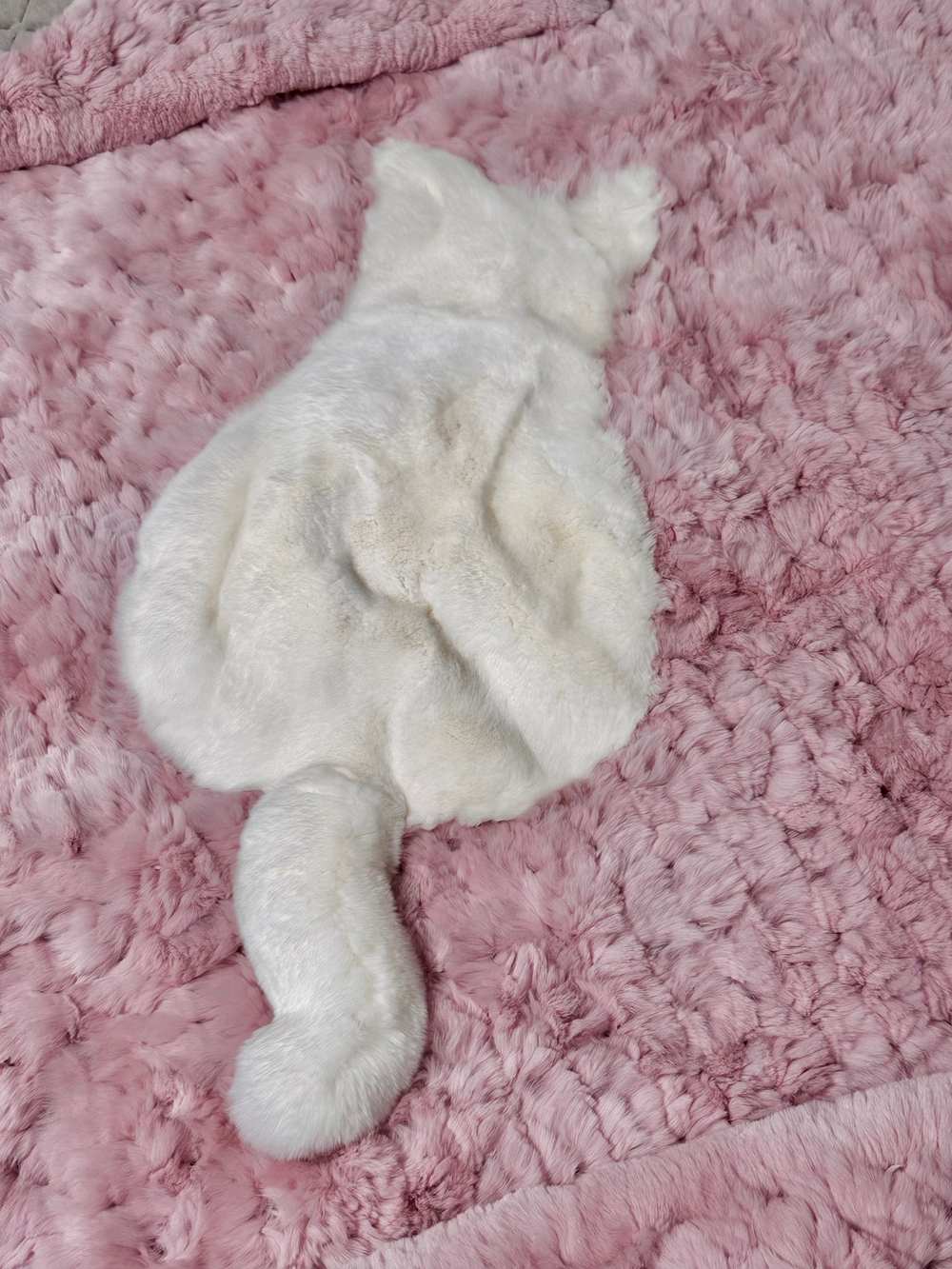 Вязаный детский плед из натурального меха рекс "Котик" 120х80 см (розовый)