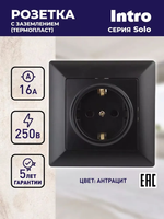 Розетка Intro Solo 4-202-05 с заземлением 2P+E Schuko 16А-250В IP20 скрытой установки черный