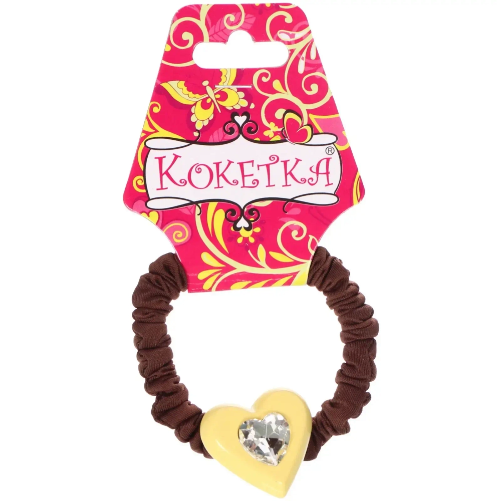 Резинка для волос 1шт «Франка», цвет коричневый, серце микс, d-5,5см