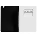 Тетрадь обложка пластик, А5 80 л., гребень мягкий, вырубка для ручки, клетка, BRAUBERG, черный, 405376