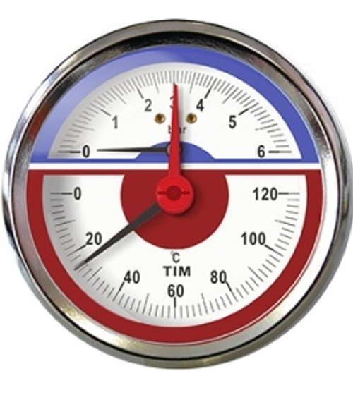 Термоманометр (гориз.) 10 бар 120 С" "TIM"