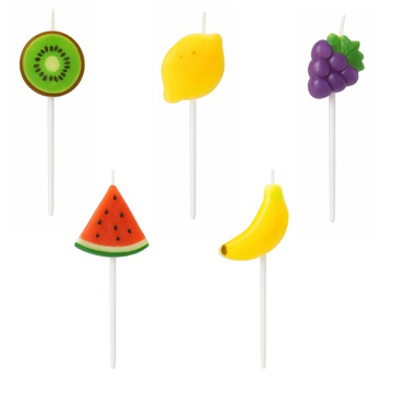 Свечи на пиках «Фрукты» 7 см, 5 шт