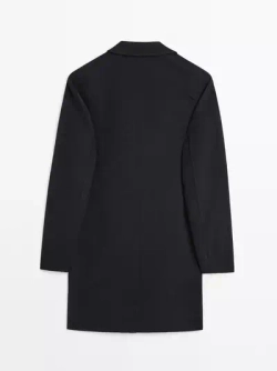 Massimo Dutti Короткое пальто из смесовой шерсти, темно-синий