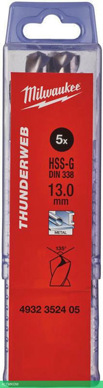 Сверло по металлу Milwaukee Thunderweb HSS-G 13x151мм 5шт (4932352405)