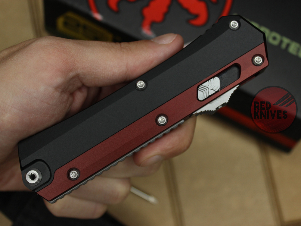 Нож Microtech 184-10 GLYKON Tanto T/E - красные вставки, клинок сатин танто