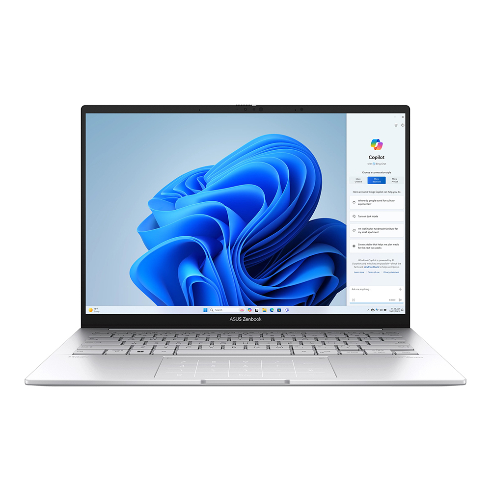 Ноутбук ASUS Zenbook 14 OLED UX3405MA-QD988, 14" (1920x1200) OLED/Intel Core Ultra 5 125H/16 ГБ LPDDR5X/512 ГБ SSD/Intel Arc Graphics/Без системы, Серебристый (90NB11R2-M01SN0)