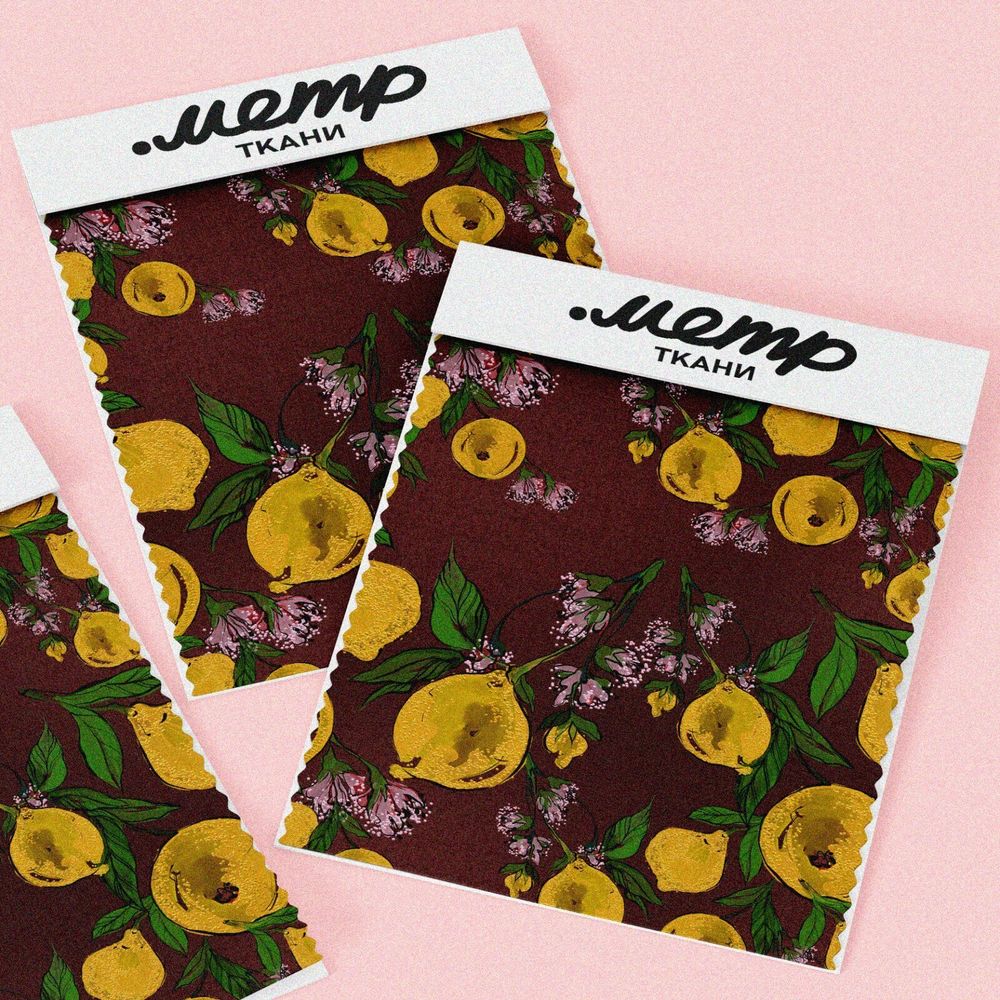 Ткань шифон лимоны на ветке