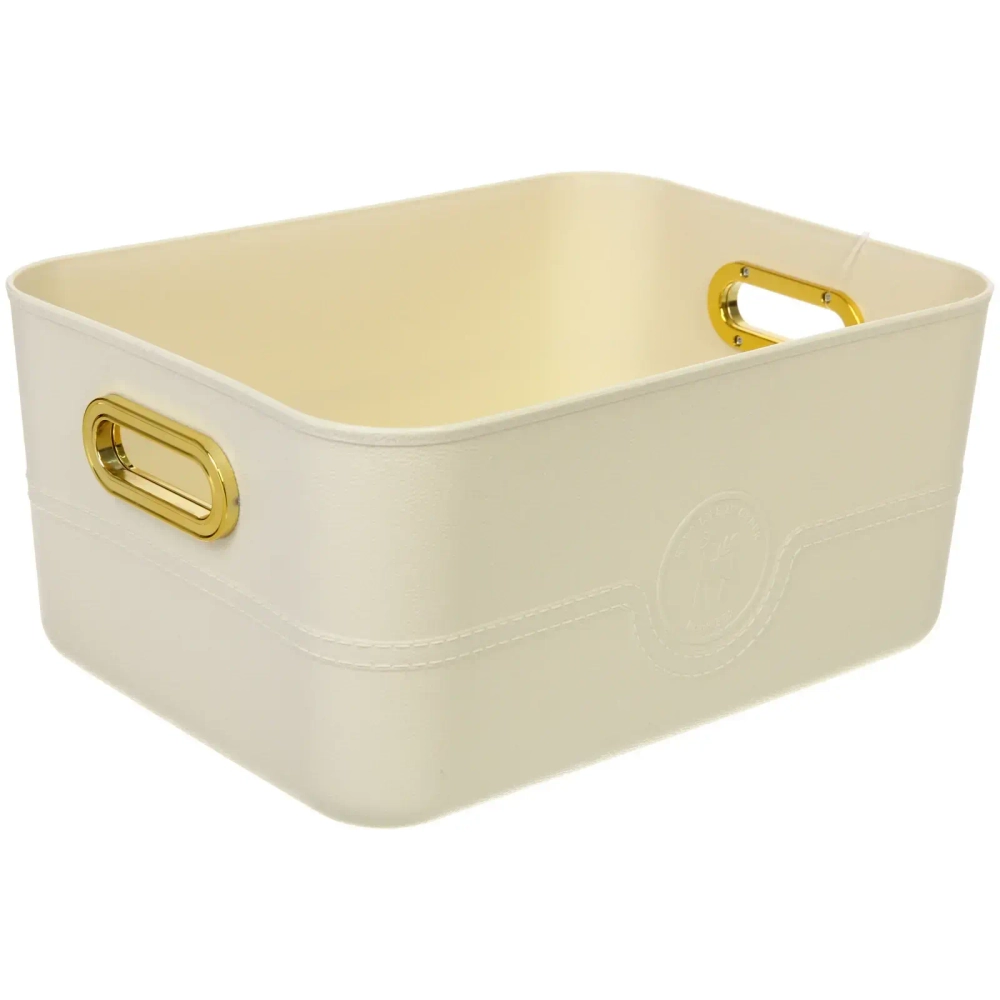 Корзина - органайзер для хранения с крышкой «ОКСФОРД», цвет айвори, 35*27*16,5см (лейбл Селфи)