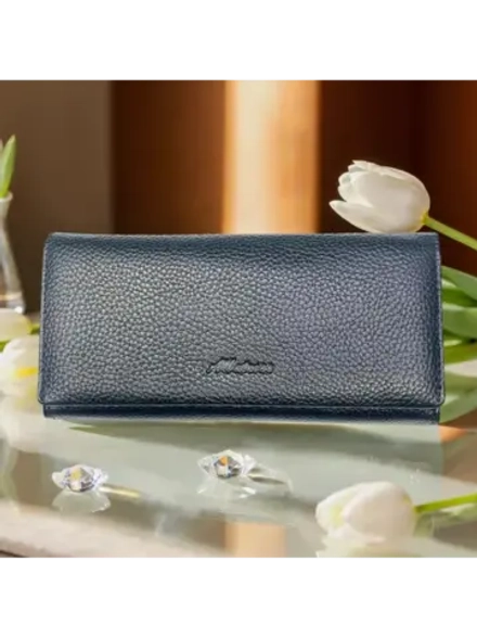 Компактный облегченный кошелек натуральная кожа черный