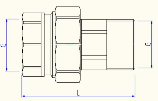 Сгон-отсекатель разъемный Valtec 3/4" ВР/НР с внутренней/наружной резьбой латунь никел. VT.538.N.05