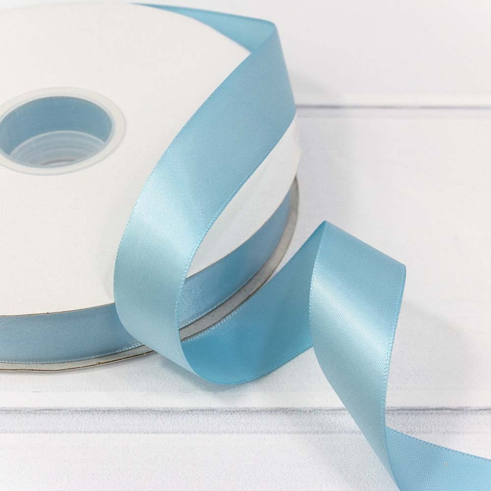 Лента Атласная 2,5см х 110м Полиэстер класс А (Голубой)