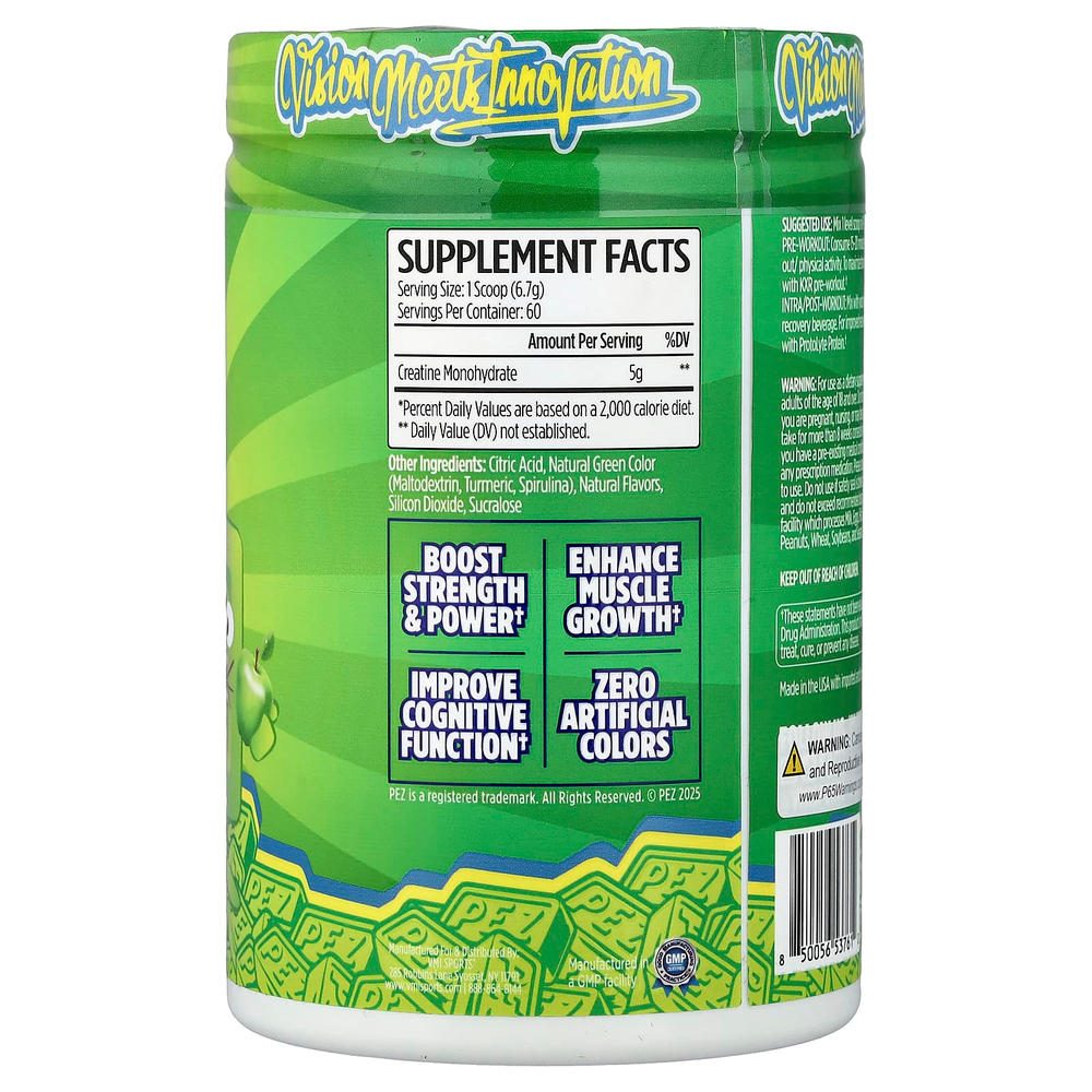 VMI Sports, моногидрат креатина, Pez®, кислое зеленое яблоко, 402 г (14,18 унции)