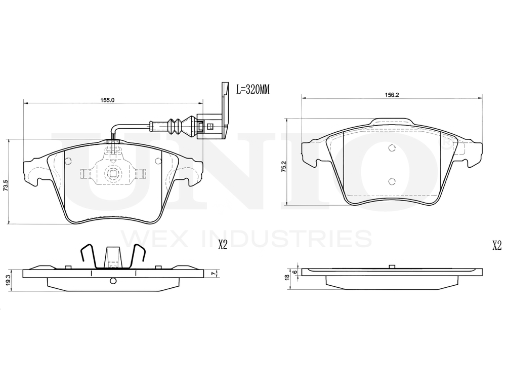 Колодки тормозные диск. передние с датчиком UNIO BRP-20432
