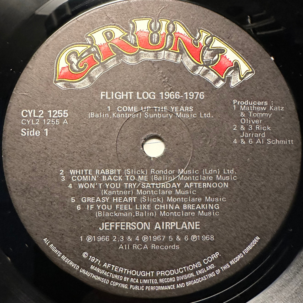 Jefferson Airplane - Flight Log 2LP (США 1977г.)