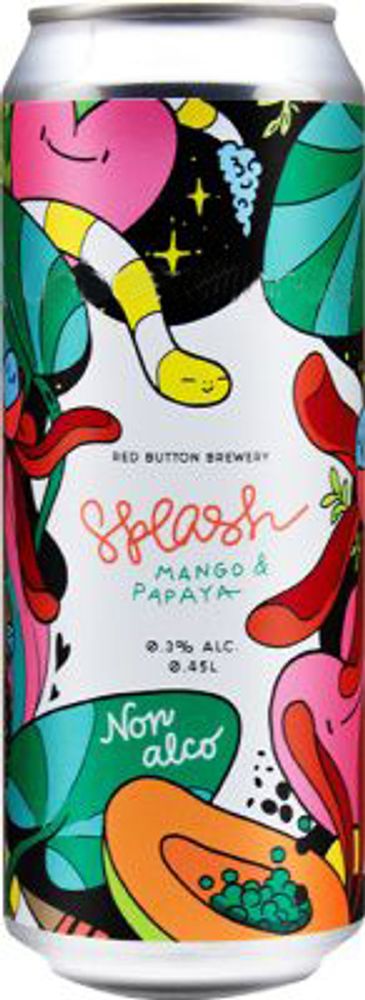 Сидр Рэд Баттон Сплэш Папайя, Манго Безалкогольный / Cider Red Button Splash Papaya, Mango 0.45 - банка