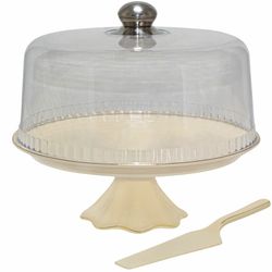 Lenardi 205-148 Тортовница с крышкой и лопаткой 31х10см MARZIPAN в под.уп.(х4)Фарфор