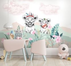 Фотообои львята в цветах