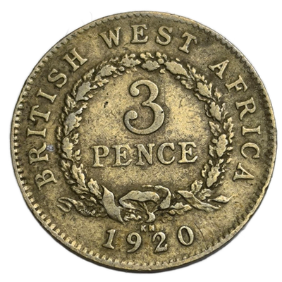 Монета 3 пенса 1920 год Британская Западная Африка