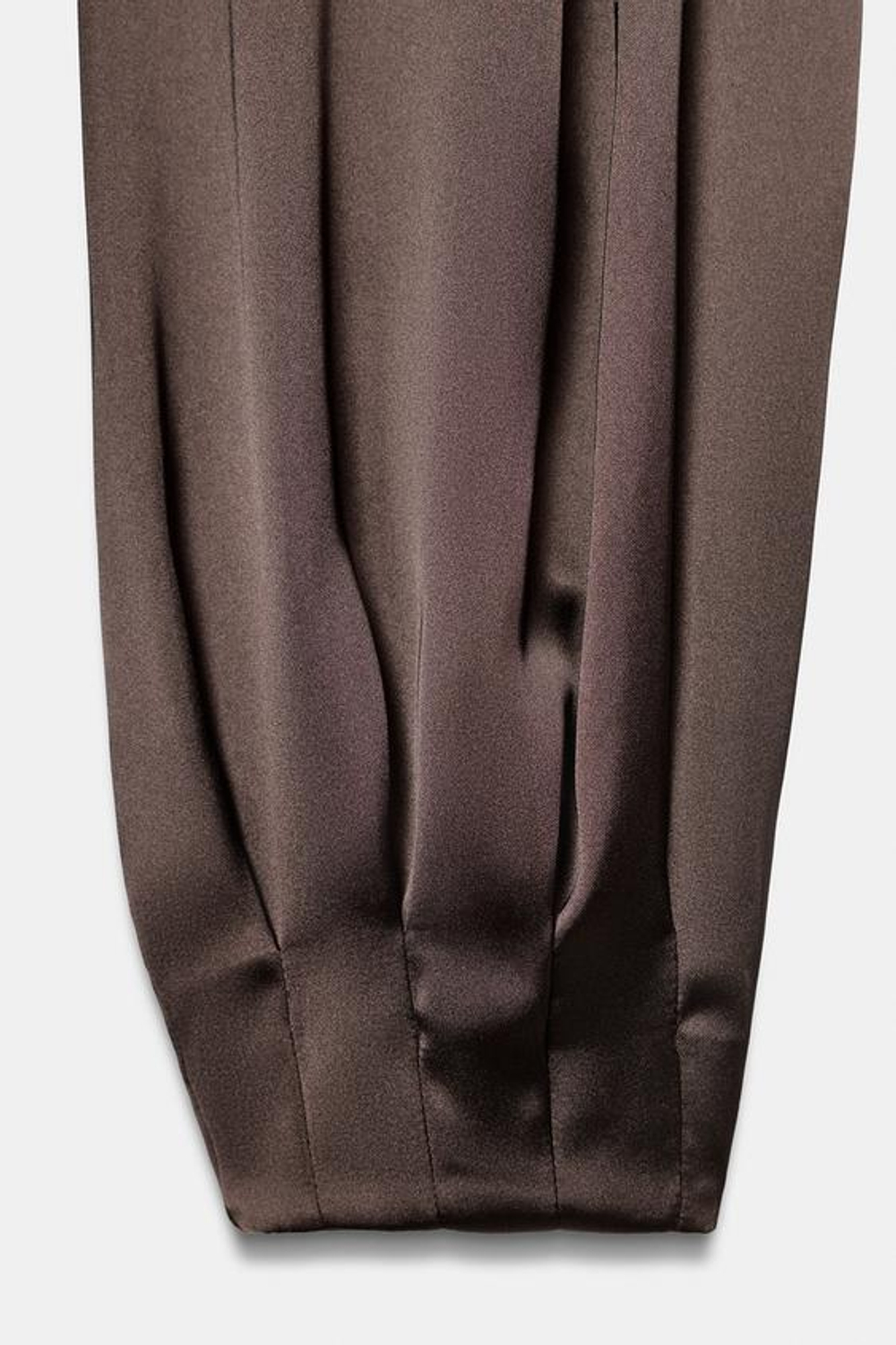 ZARA БРЮКИ-БАГГИ ИЗ АТЛАСНОЙ ТКАНИ, КОРИЧНЕВЫЙ