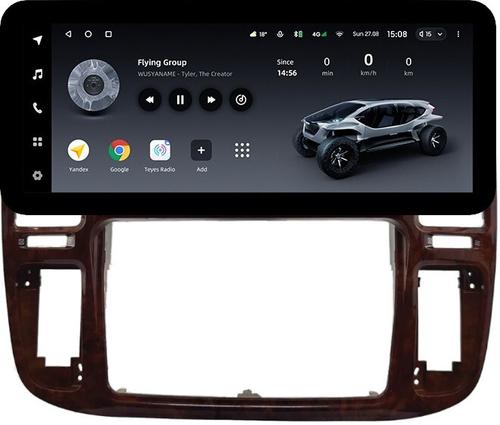 Магнитола для Toyota Land Cruiser 100, Lexus LX470 1998-2002 (кондиционер или климат внизу, рамка дерево) - Teyes LUX ONE ROUND монитор 12.3" 2K QLED на Android 10, Быстрая, CarPlay, 4G SIM-слот