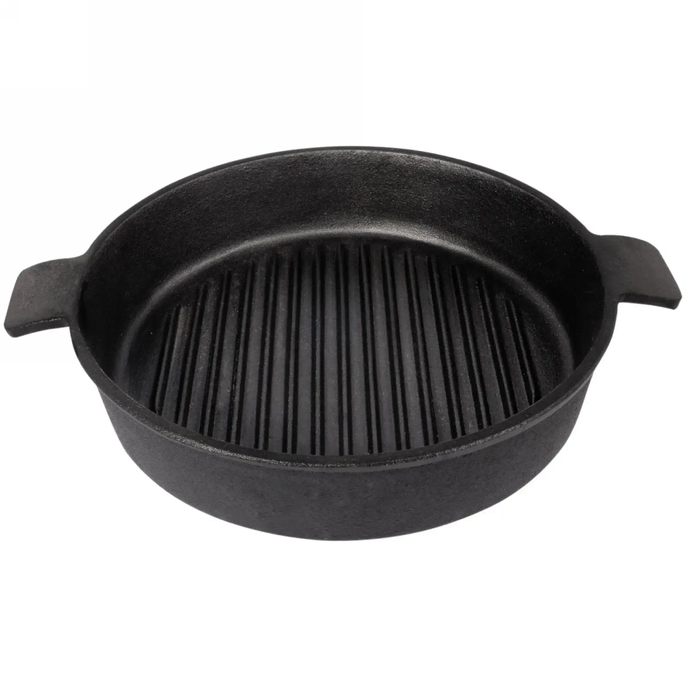 Сковорода-гриль круглая чугунная 24 см, 2 боковые ручки