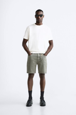 ZARA ЦВЕТНЫЕ ДЖИНСОВЫЕ ШОРТЫ, ХАКИ