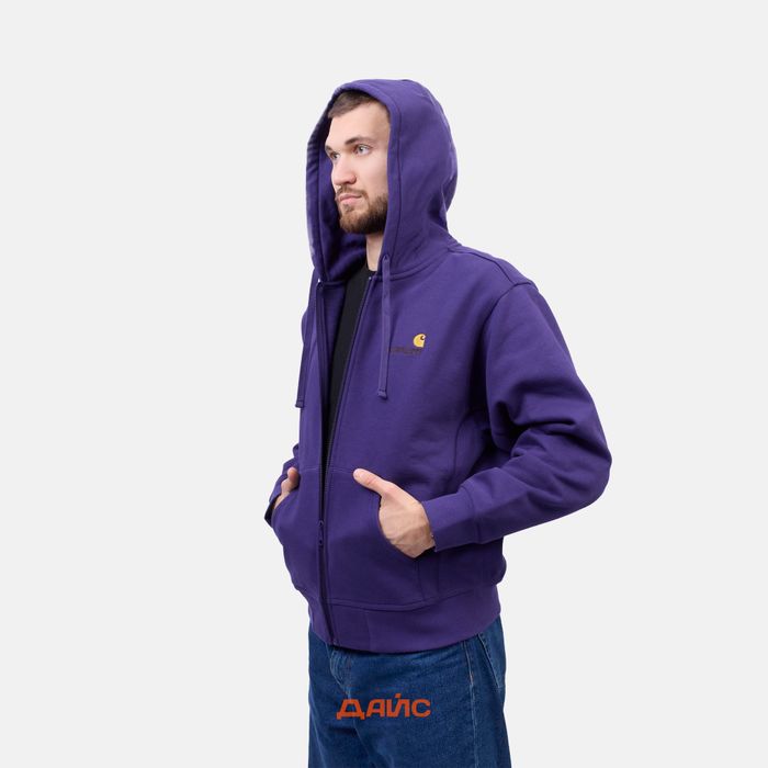 Толстовка мужская Carhartt WIP Hooded American Script Jacket  артикул:I033063_aura - купить в магазине Дайс