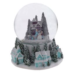 GAEM Фигур декор в стекл шаре "Снеговик/Дом" (подсв, муз, вьюга, AAAх3 н/п), D 10 см, L12 W11,5 H14 см, 2