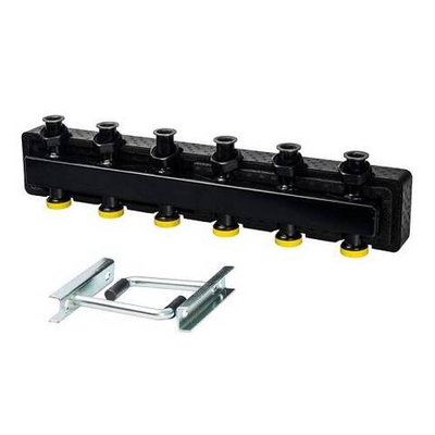 Коллектор котельной разводки STOUT DN25 - 1"1/2 на 3+2 контура 1"1/2 (черная сталь)