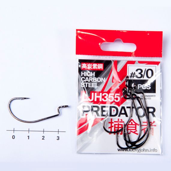 Крючки офсетные Lucky John PREDATOR LJH355 №3/0, 6 шт.