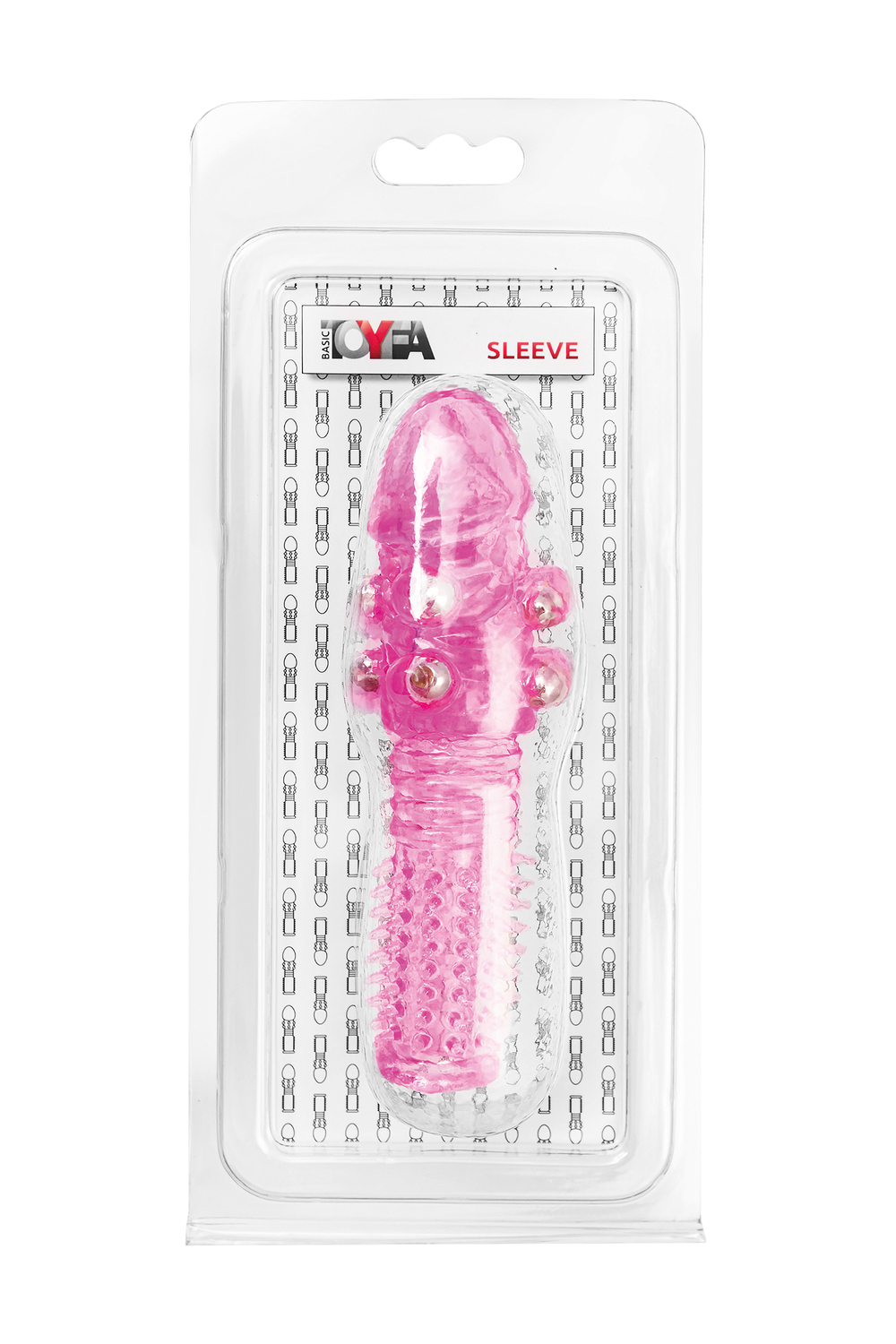 Насадка на пенис с шариками TOYFA Basic, TPE, розовый, 14 см
