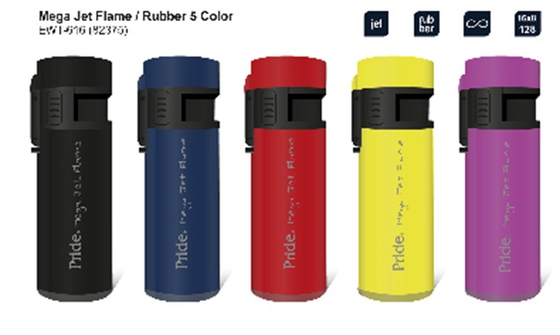 Зажигалка "Pride" ЕWТ-616 Mega Jet Flame / Rubber 5 Color  20шт * 20бл (82375)