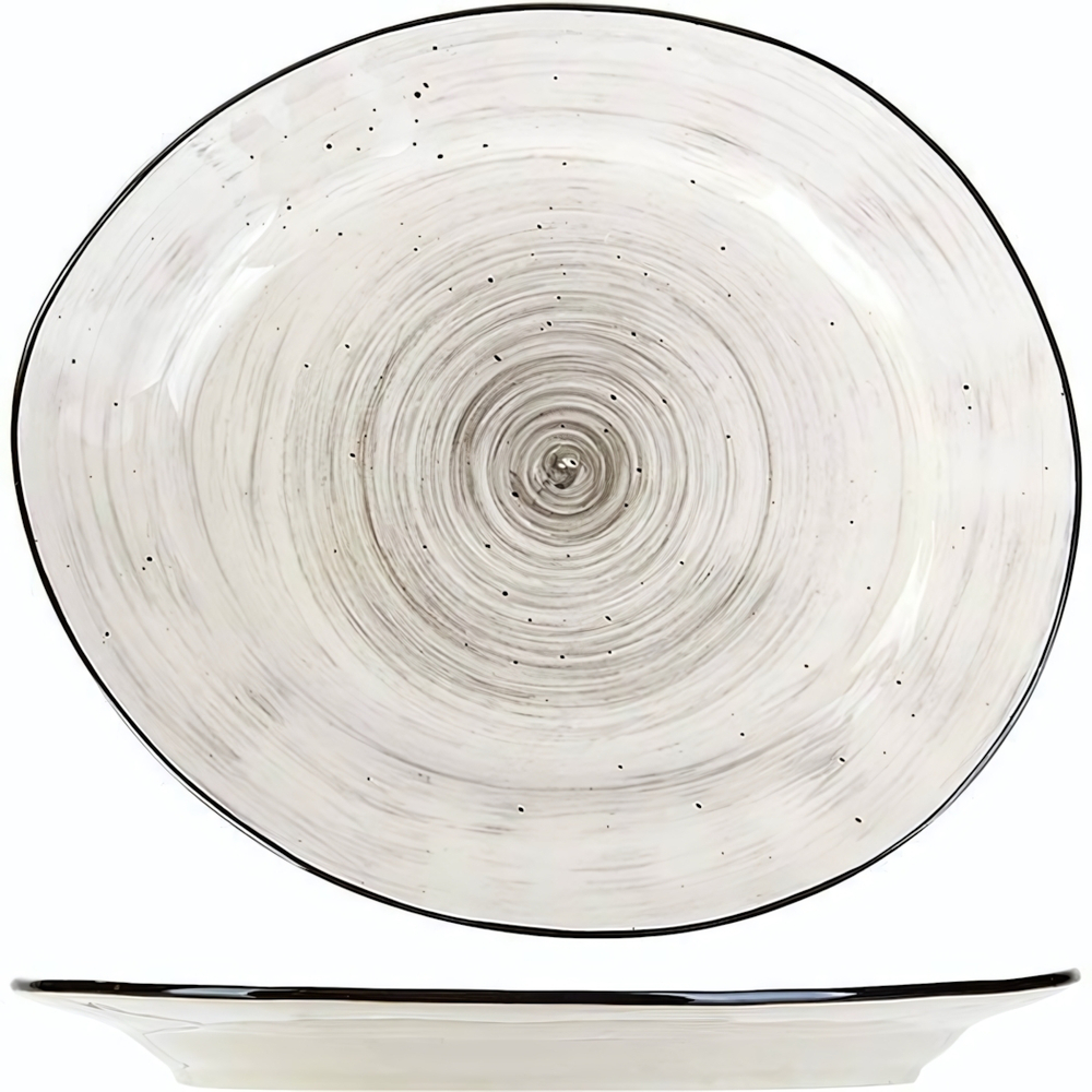 Тарелка «Пастораль» мелкая;фарфор;,H=20,L=228,B=195мм;серый (Цвет: серый)