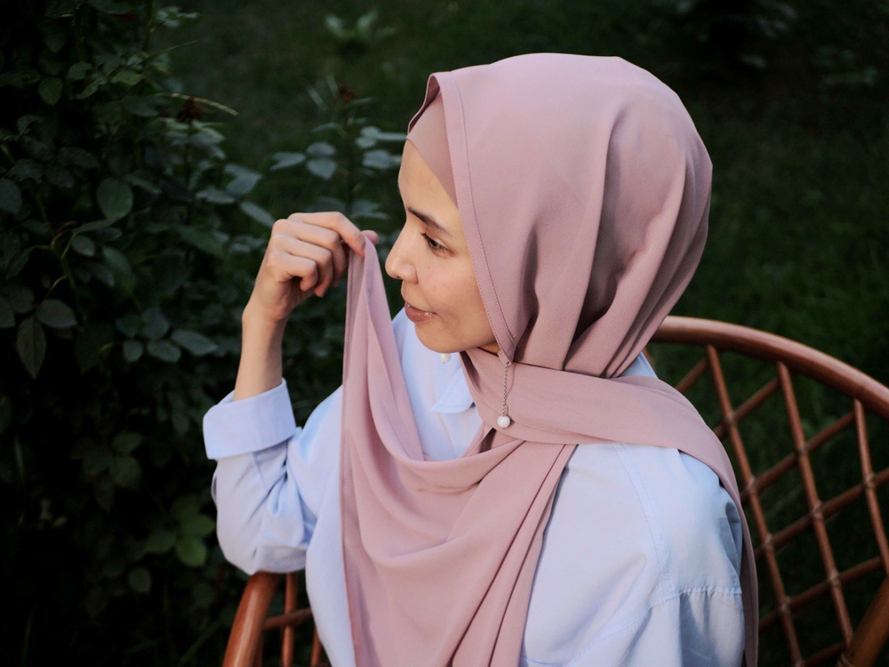 хиджаб шарф серый шифон