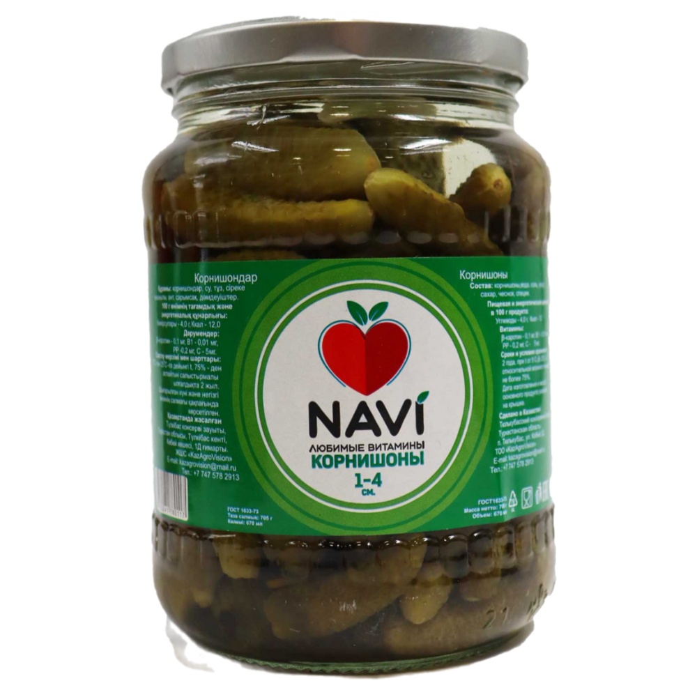 Корнишоны Navi 2-5 см 670 мл