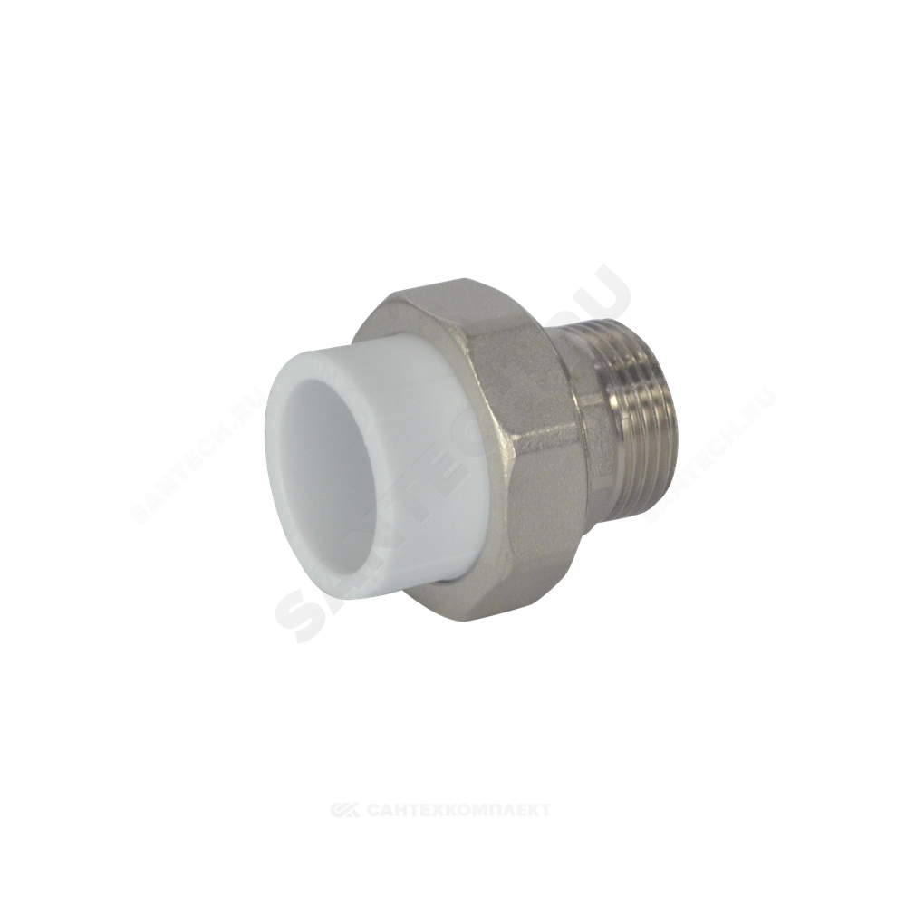 Муфта PP-R комбинированная разъемная белая Дн 20х3/4" НР VALFEX 10156120