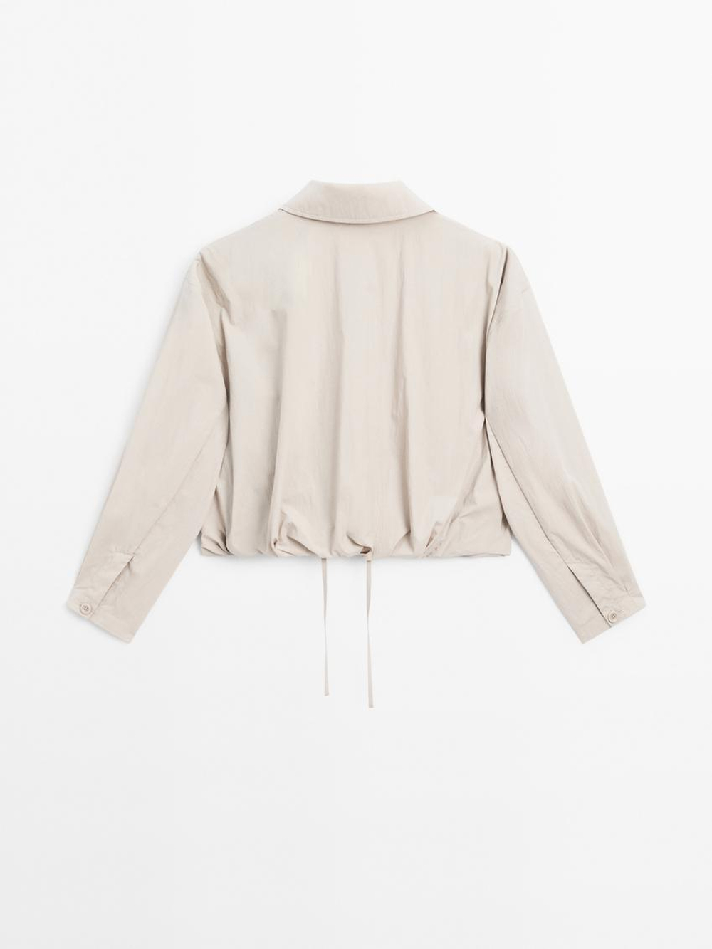 Massimo Dutti Бомбер со швами и сборкой, экрю