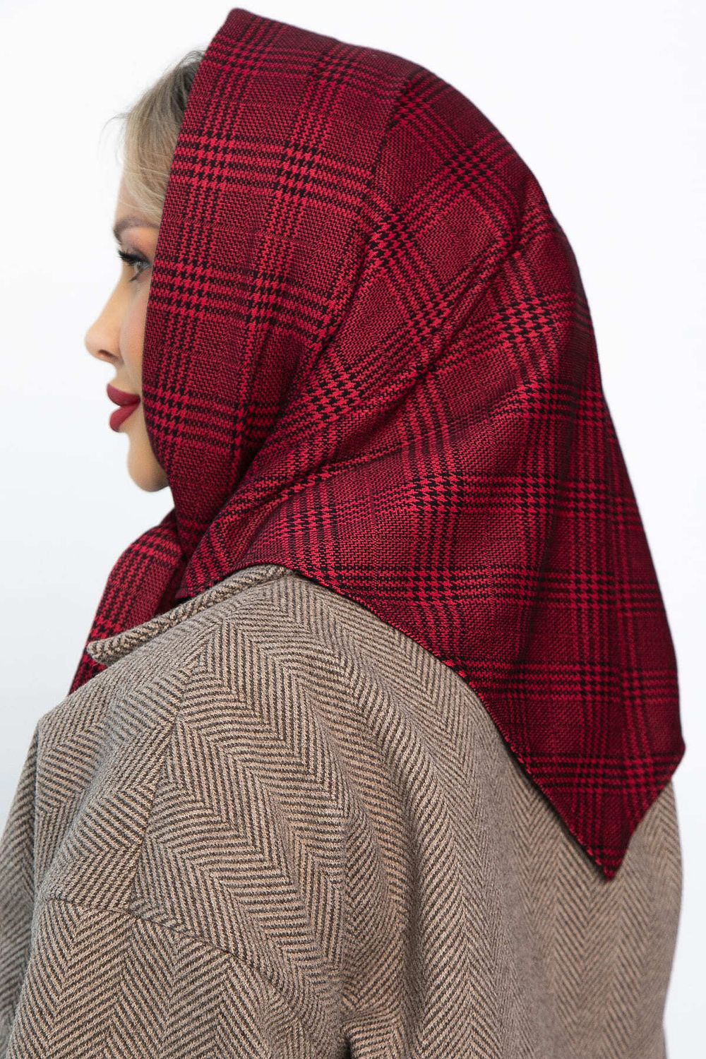 Косынка с отворотом (бордовая клетка) КО23-23М LT Collection
