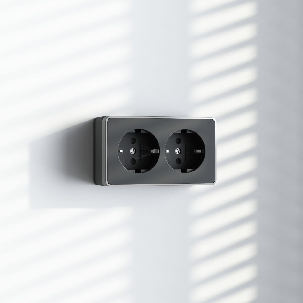 Розетка двойная с заземлением Gallant черный с серебром W5072134 W5072134