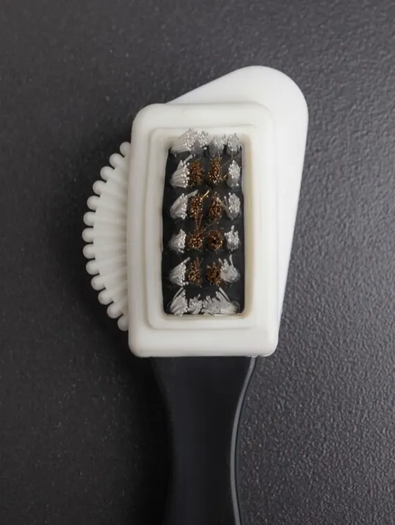 Щётка для обуви тройная: замша, нубук, велюр, 15×4 см, цвет чёрный