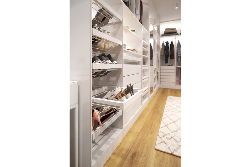 Корзина проволочная для обуви ELITE 700мм, скрытый монтаж с доводчиком, белый